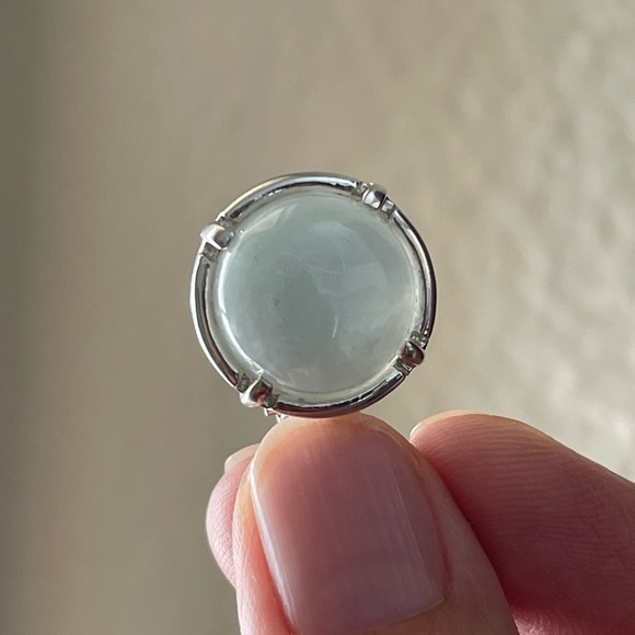 Natural jadeite jade solid sterling silver omega back earrings - Picture 7 of 12